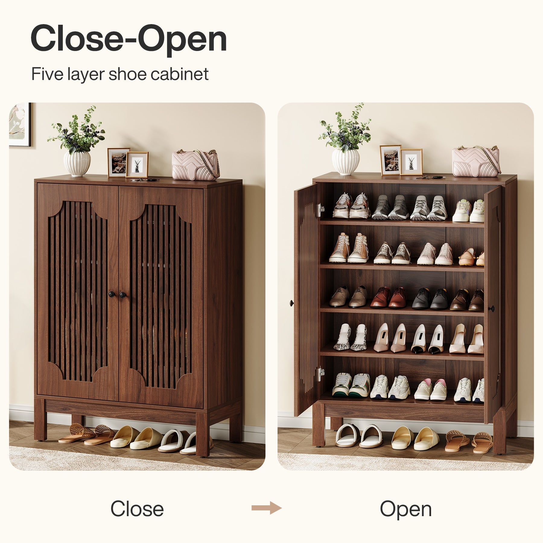 20 Pairs Shoe Cabinet, 6 - Tier Shoe Storage Organizer with Adjustable Shelves Tribesigns