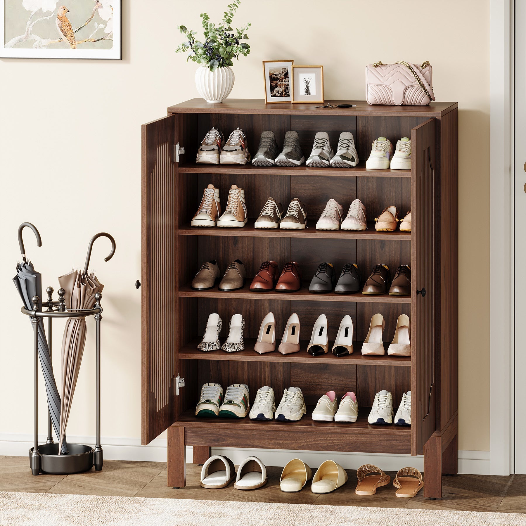 20 Pairs Shoe Cabinet, 6 - Tier Shoe Storage Organizer with Adjustable Shelves Tribesigns