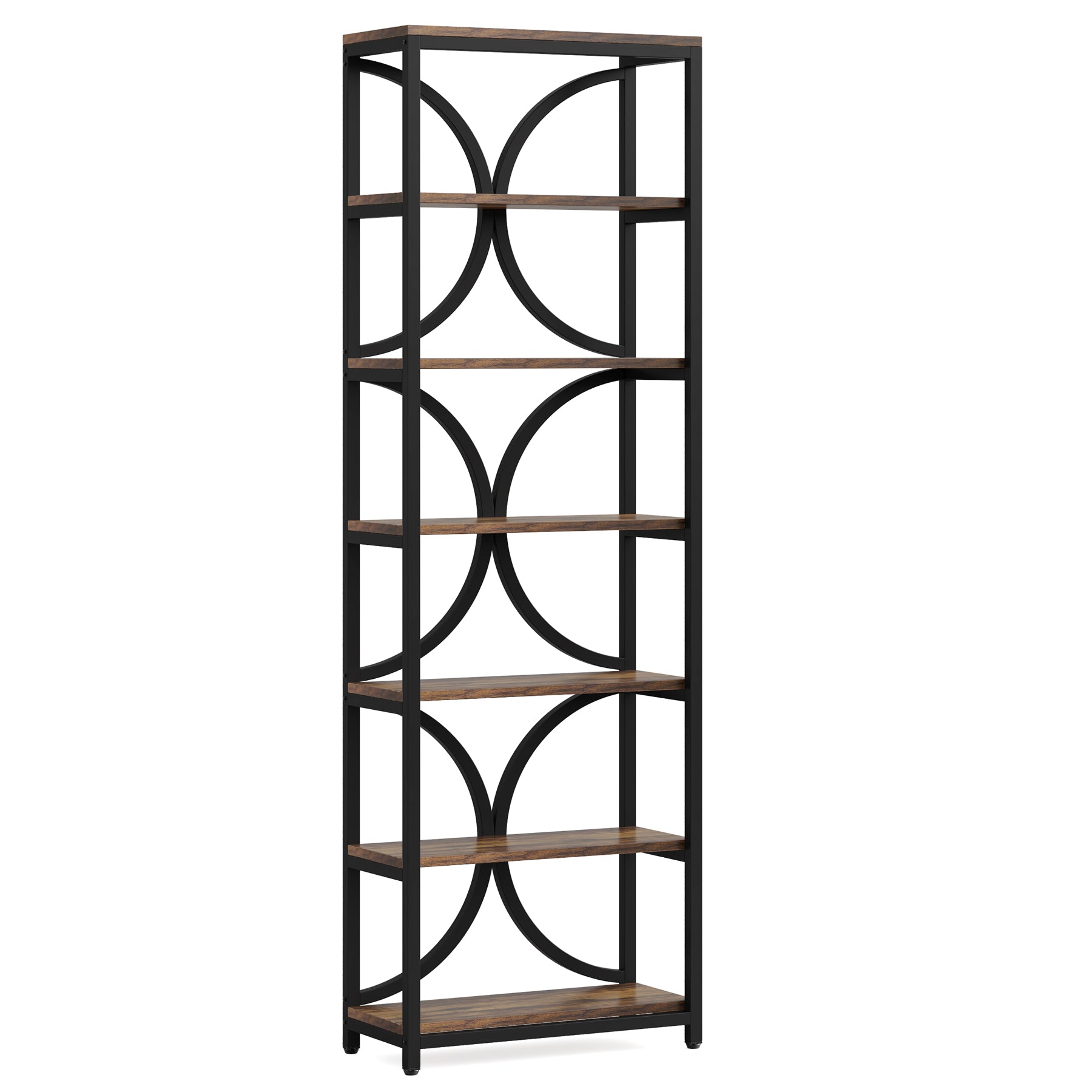 78.74 Inches High 6-Tier Open Shelf for Home Office and Living Room in Brown