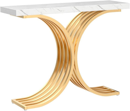 Modern Faux Marble Console Table, 39-Inch Entryway Sofa Table