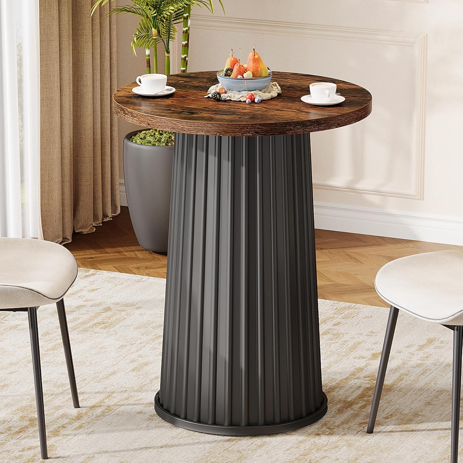 23.6" Round Kitchen Table - Small Space Dining Table w/Metal Base
