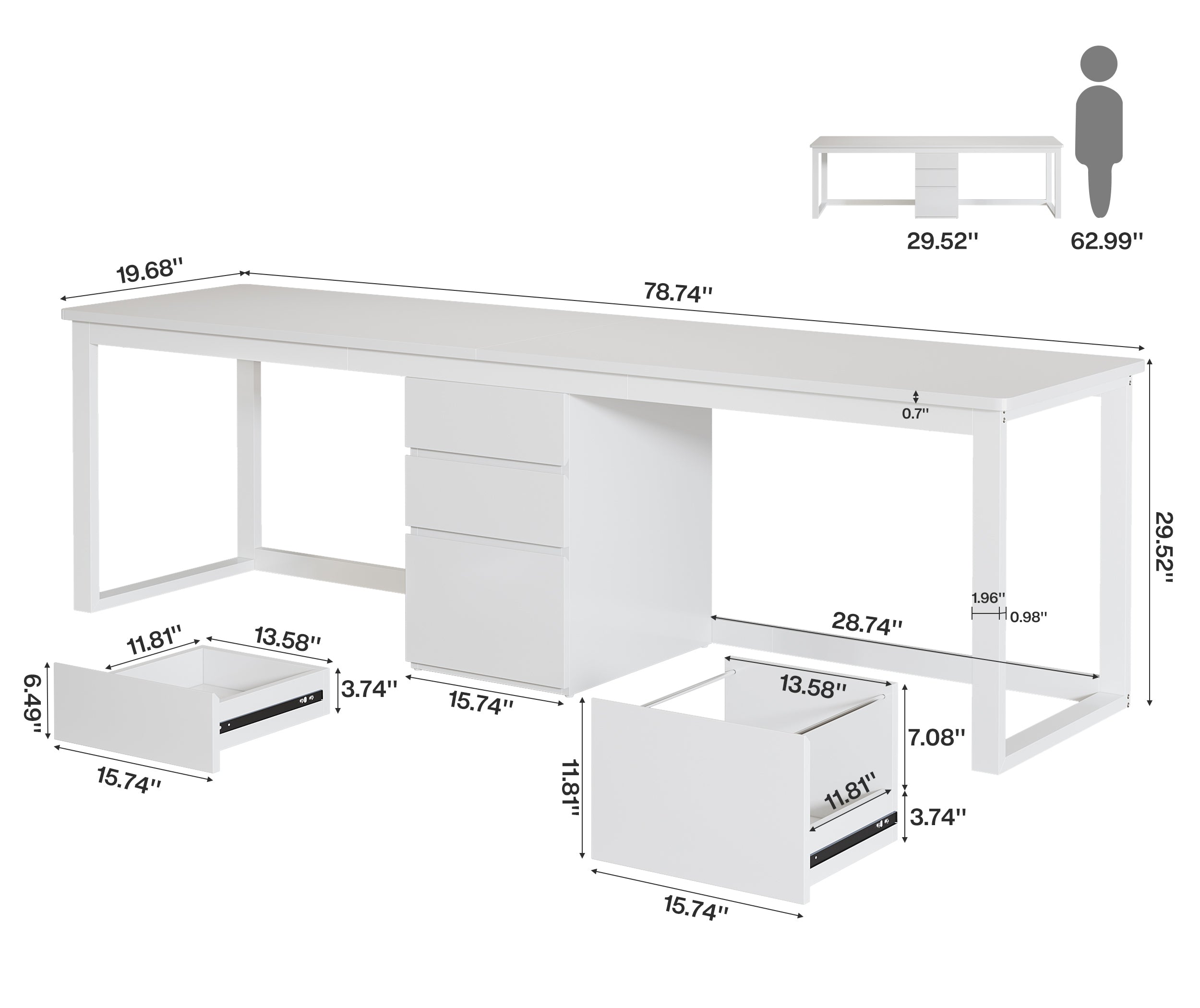 Tribesigns 78.7-Inch 2 Person Computer Desk with 3 Drawers, Extra Long Double Desk for Home Office