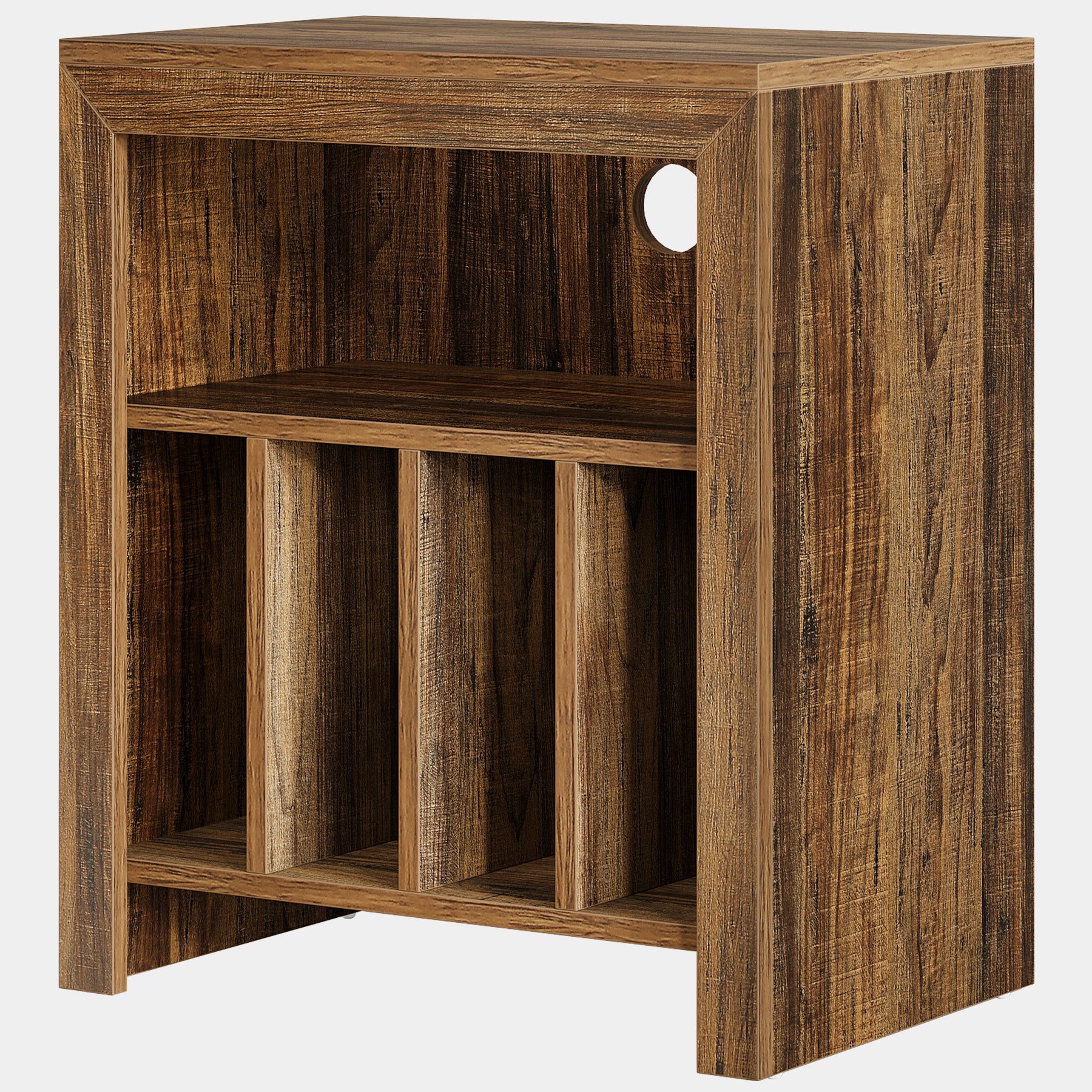 Tribesigns Industrial Record Player Cabinet with Wheels, Vinyl CD Media Storage Side Table