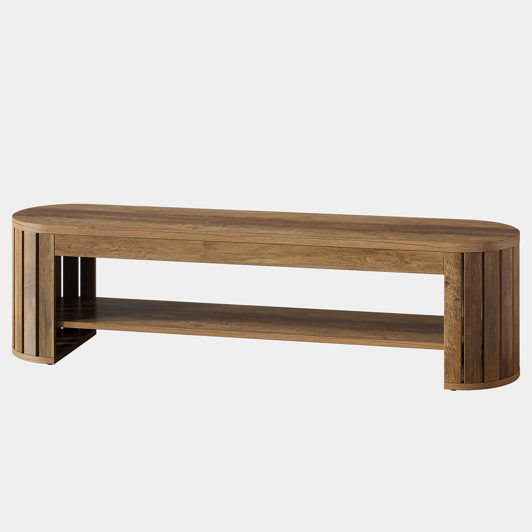 63-Inch Wooden Dining Bench with Arc Slat Legs, Farmhouse Bench for Dining Room