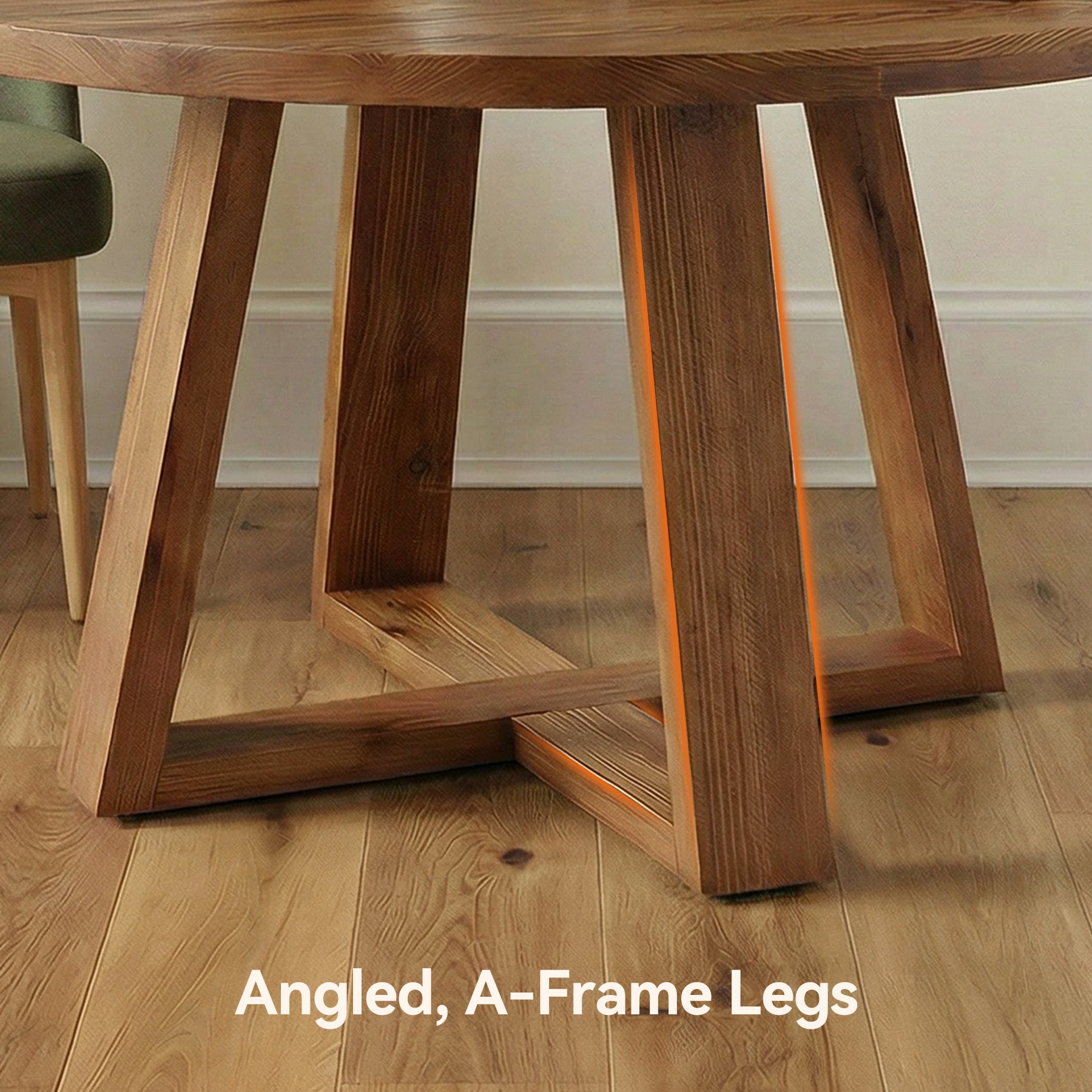Tribesigns 47.2 Inch Solid Wood Round Dining Table for 4, Farmhouse Kitchen Table with Trestle Base