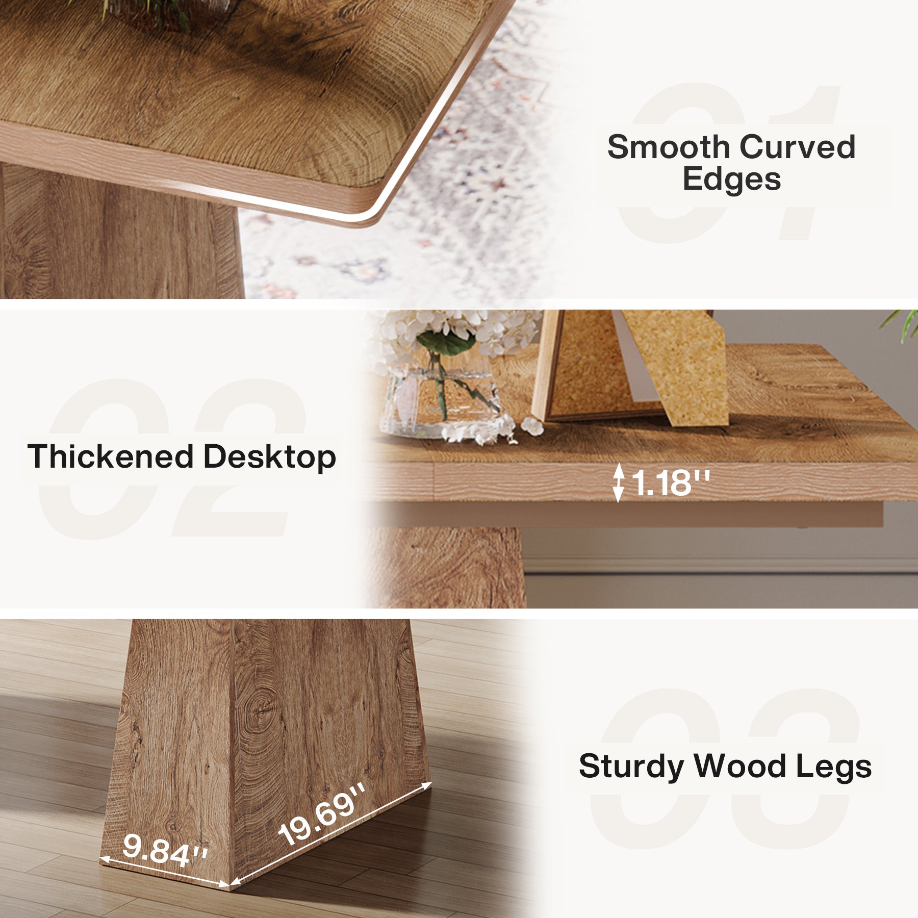 Tribesigns 63 Inch Executive Desk, Large Office Computer Desk with Double Pedestal for Home Office Conference Room