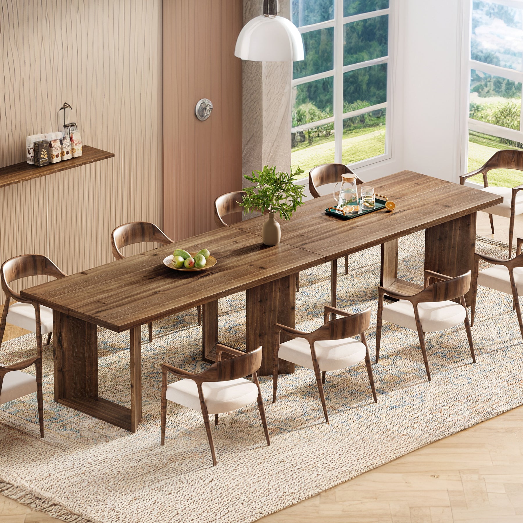 Tribesigns 63-Inch Solid Wood Dining Table for 4-6, Farmhouse Kitchen Table with U-Shaped Legs