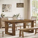 63 Inch Rectangular Dining Table for 4-6, Modern Kitchen Table with Square Base for Dining Room 3