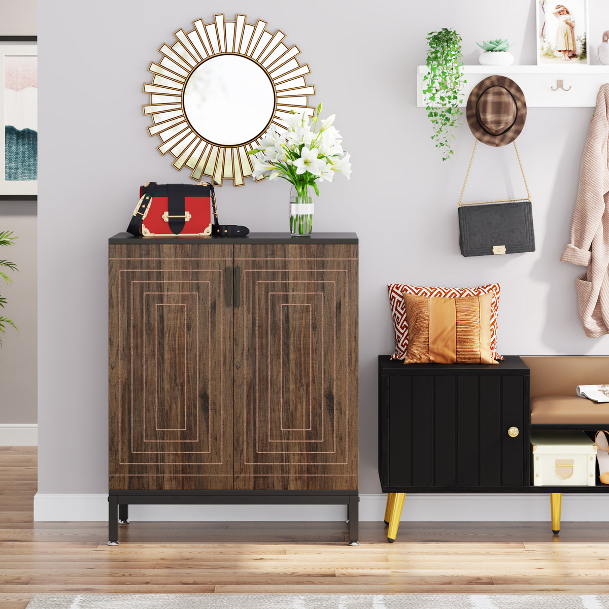 Tribesigns 31.5" Shoe Cabinet with Doors and 5-Tier Storage, 20-Pair Shoe Organizer for Entryway