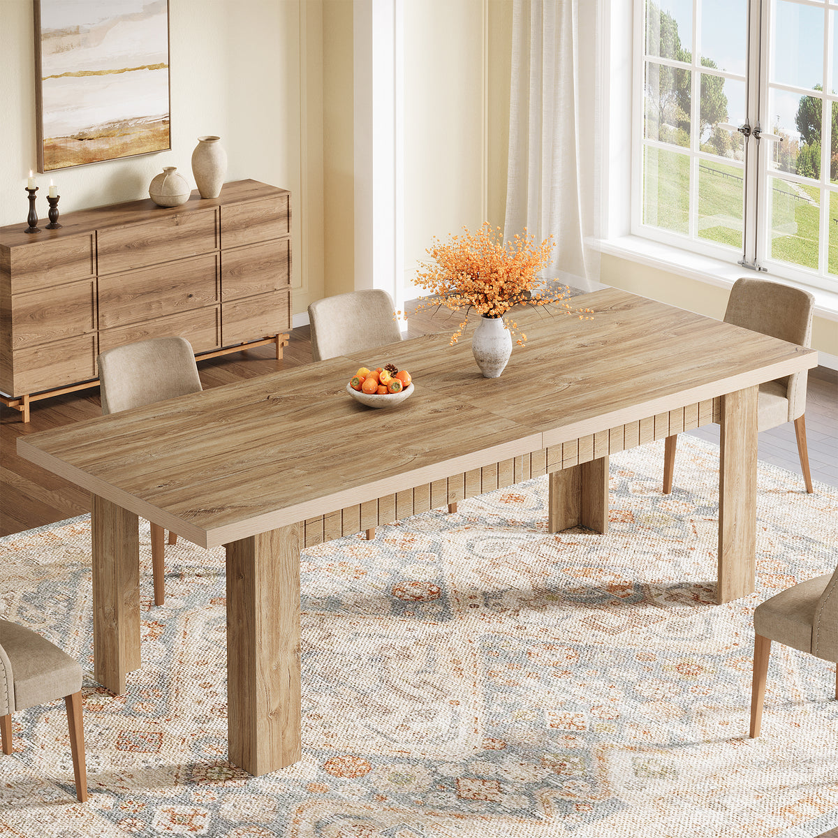 Tribesigns 79-Inch Farmhouse Dining Table for 6-8, Extra Long Rectangular Table for Dining Room