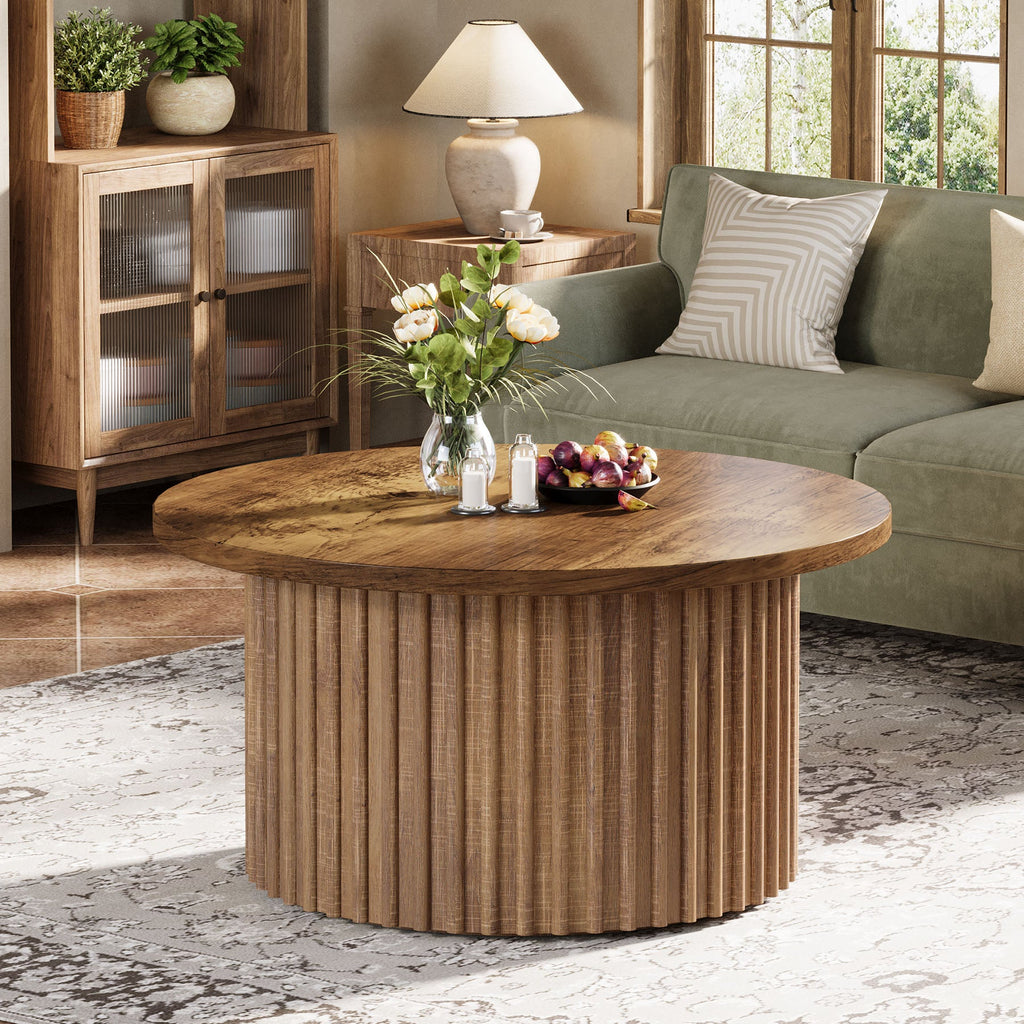 31.5" Coffee Table Farmhouse Circle Center Table Sofa Side Table