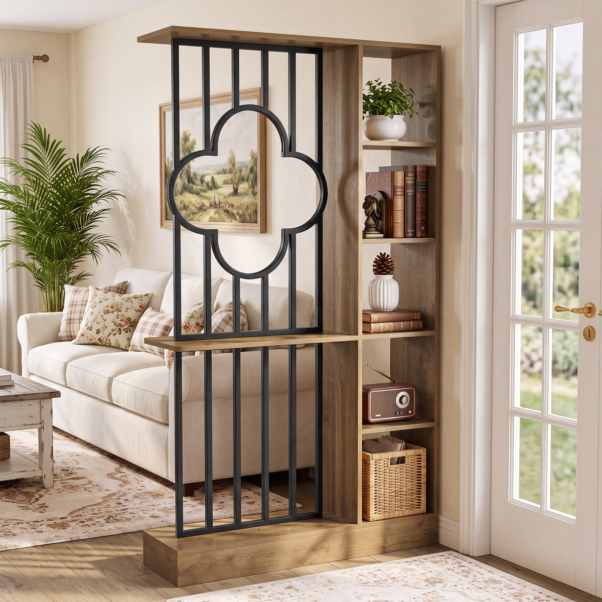 Tribesigns 71" Tall Room Divider with Open Shelves, Freestanding Partition Shelf for Living Room