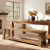 70.9-Inch Solid Wood Dining Bench with Storage Shelf, Farmhouse Bench for Dining Room 3