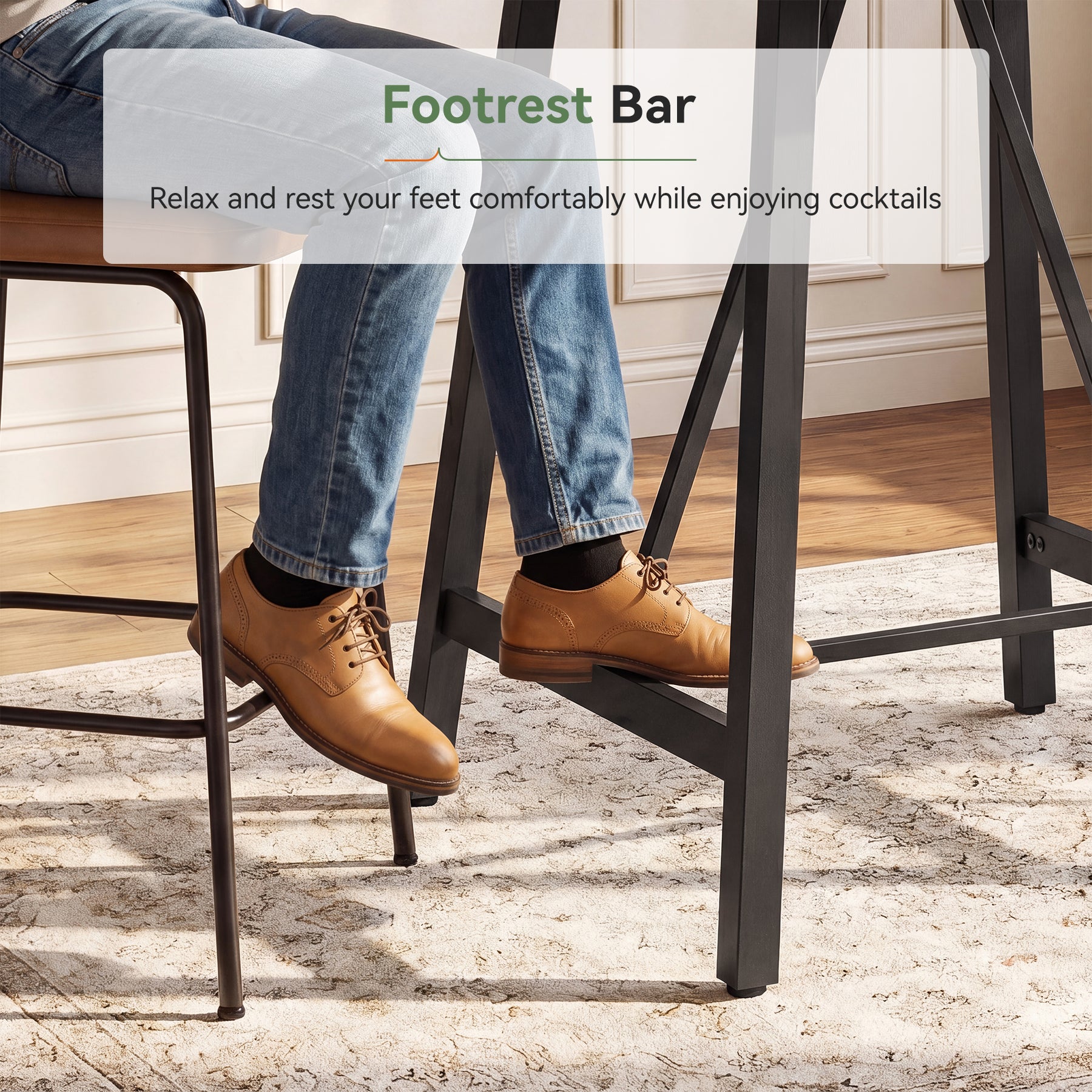 Tribesigns 31.5-Inch Square Bar Table with Solid Wood Top and Metal Footrest, Industrial Pub Table for Home Bar Kitchen and Cafe