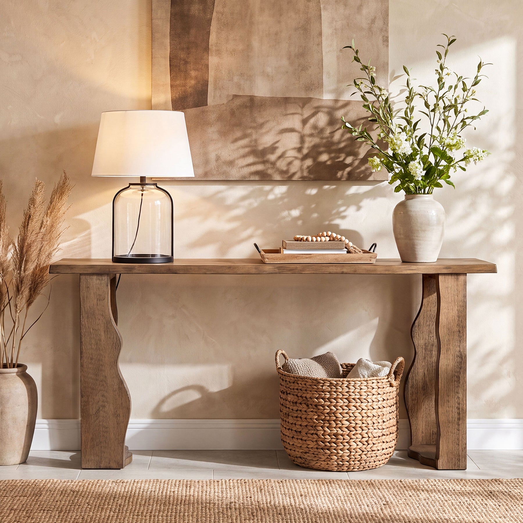 Tribesigns 70.9-Inch Solid Wood Console Table, Live Edge Entryway Table with Unique Wavy Legs