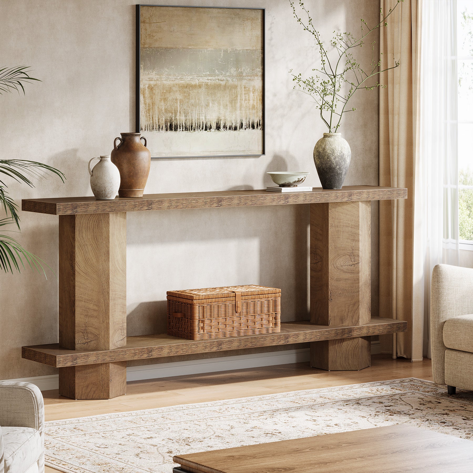 70.87-Inch Wooden Console Table for Entryway, Long Sofa Table Behind Couch