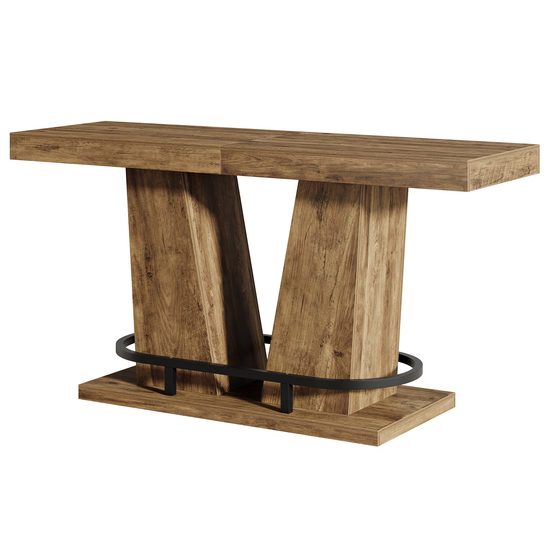 Tribesigns 63-Inch Industrial Bar Table for 4-6 with Footrest, Counter Height Pub Table for Kitchen