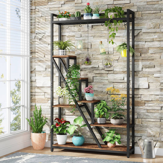 7-Tier Plant Stand, 70.9" Tall Flower Plant Shelf with 5 S-Hooks Tribesigns