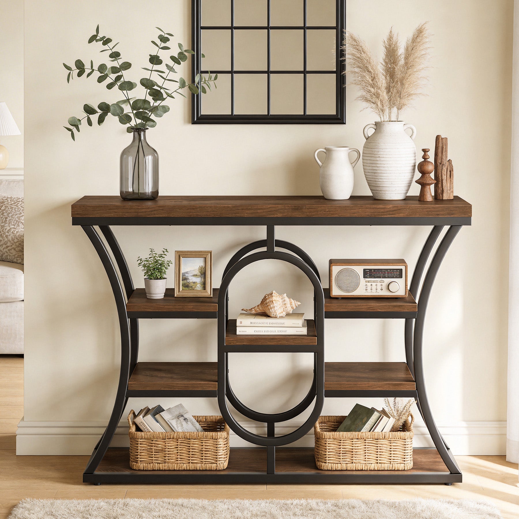 Tribesigns 41.3" Sofa Table, Industrial Console Table with Shelves