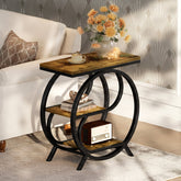 3-Tier Industrial End Table with Shelves, Rustic Side Table Nightstand 3