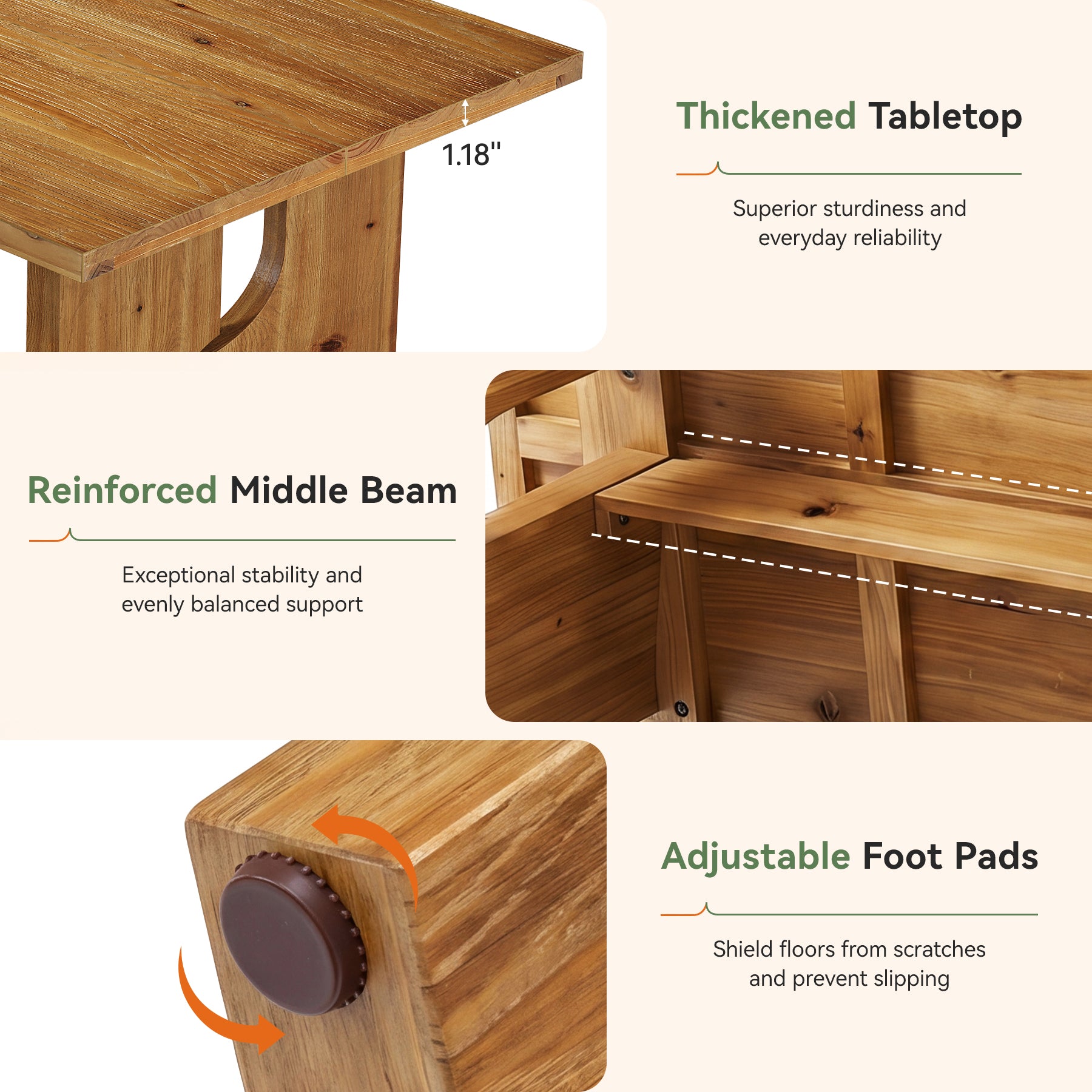 Tribesigns 63-Inch Solid Wood Executive Desk with Cutout Bases, Large Office Desk for Home Office