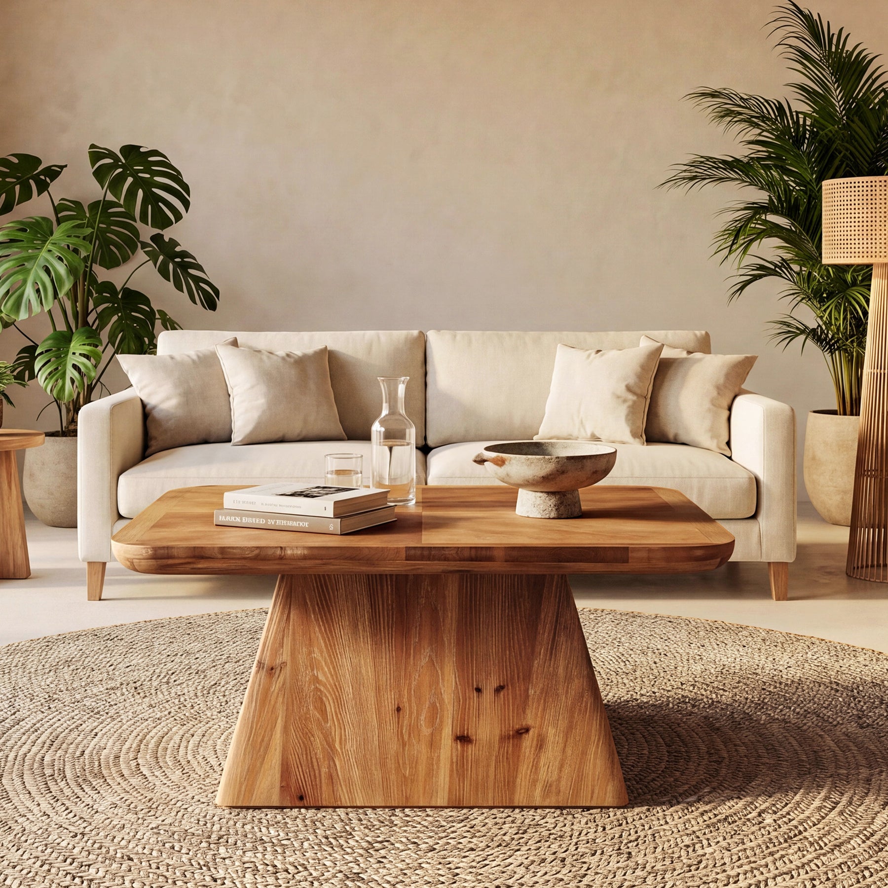 Tribesigns 31.5-Inch Square Coffee Table, Classic Living Room Center Table with Pedestal Base for Modern Home