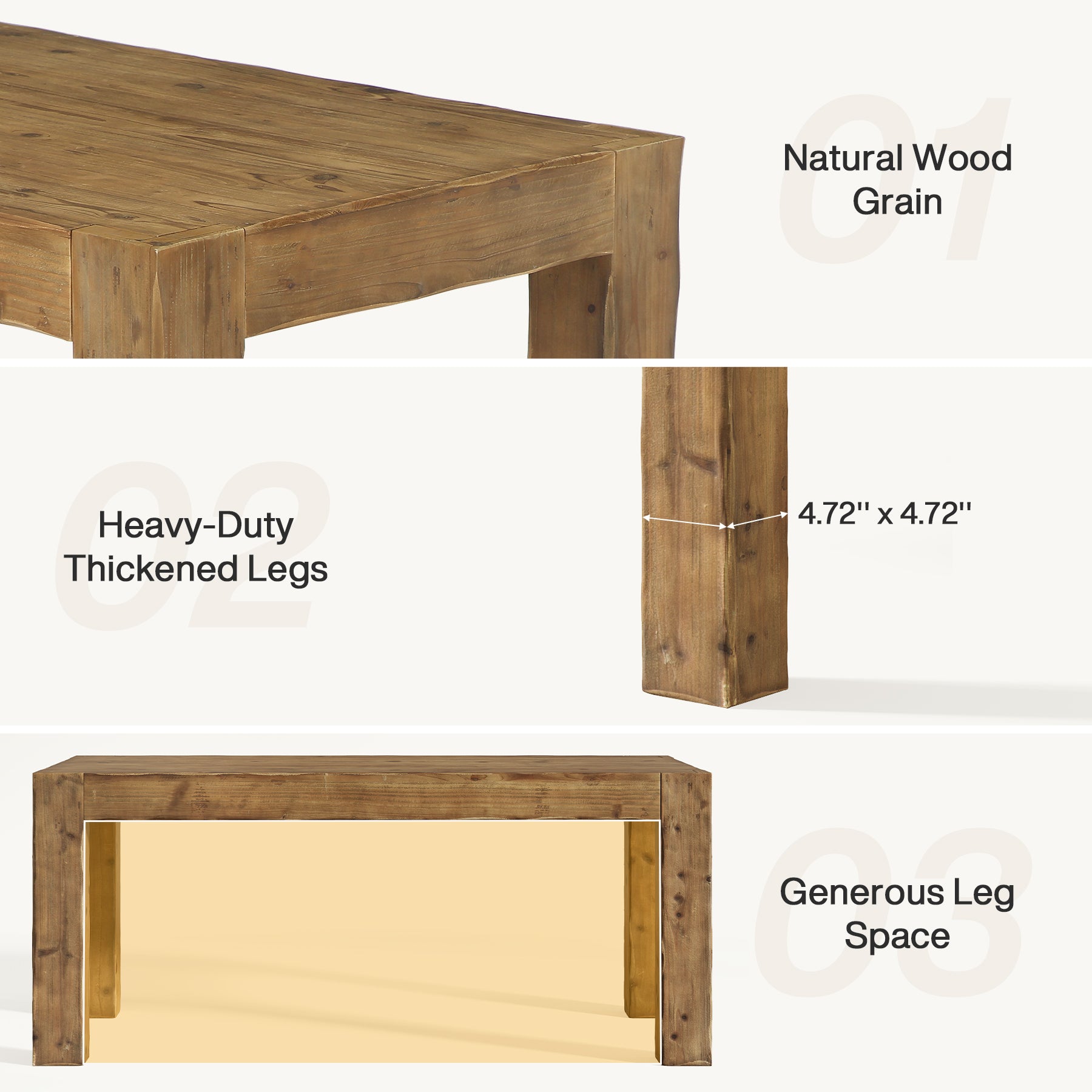 Tribesigns 63" Solid Wood Executive Desk, Rustic Computer Desk for Home Office (Only Table)