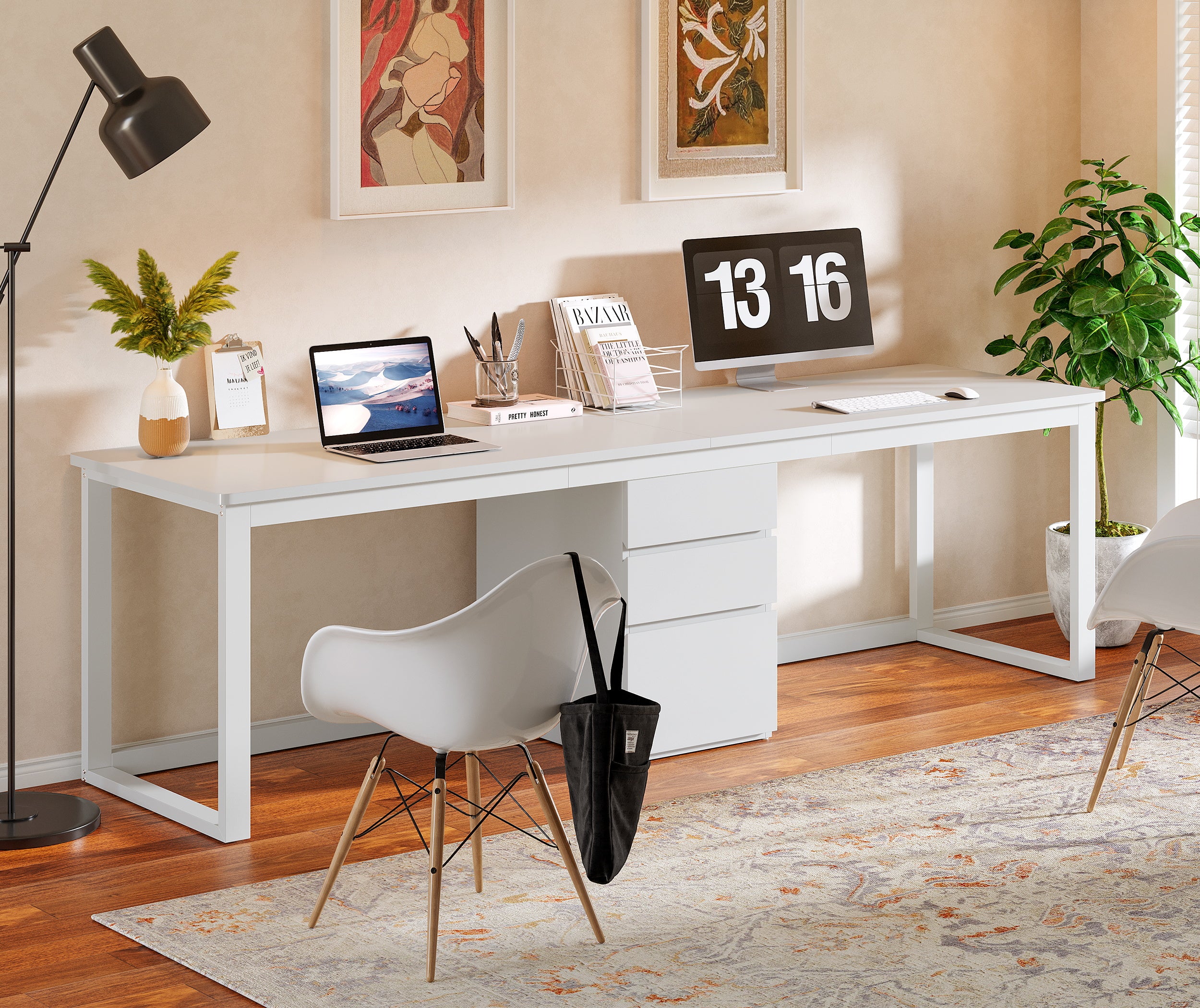 Tribesigns 78.7-Inch 2 Person Computer Desk with 3 Drawers, Extra Long Double Desk for Home Office