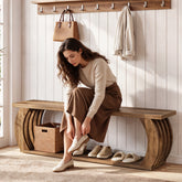 Tribesigns 63-Inch Farmhouse Entryway Bench, 2-Tier Shoe Storage Bench for Hallway 3