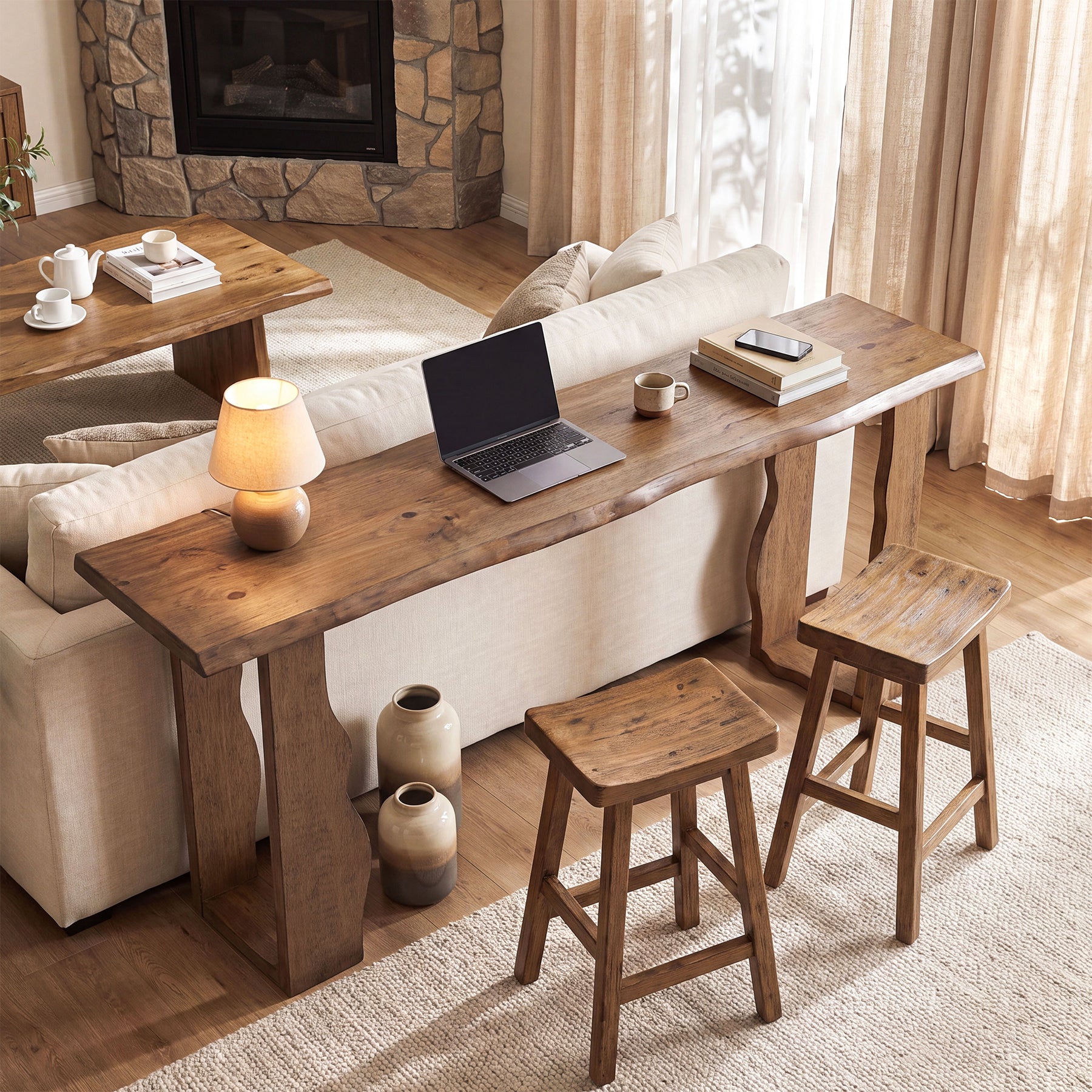 Tribesigns 70.9-Inch Solid Wood Console Table, Live Edge Entryway Table with Unique Wavy Legs