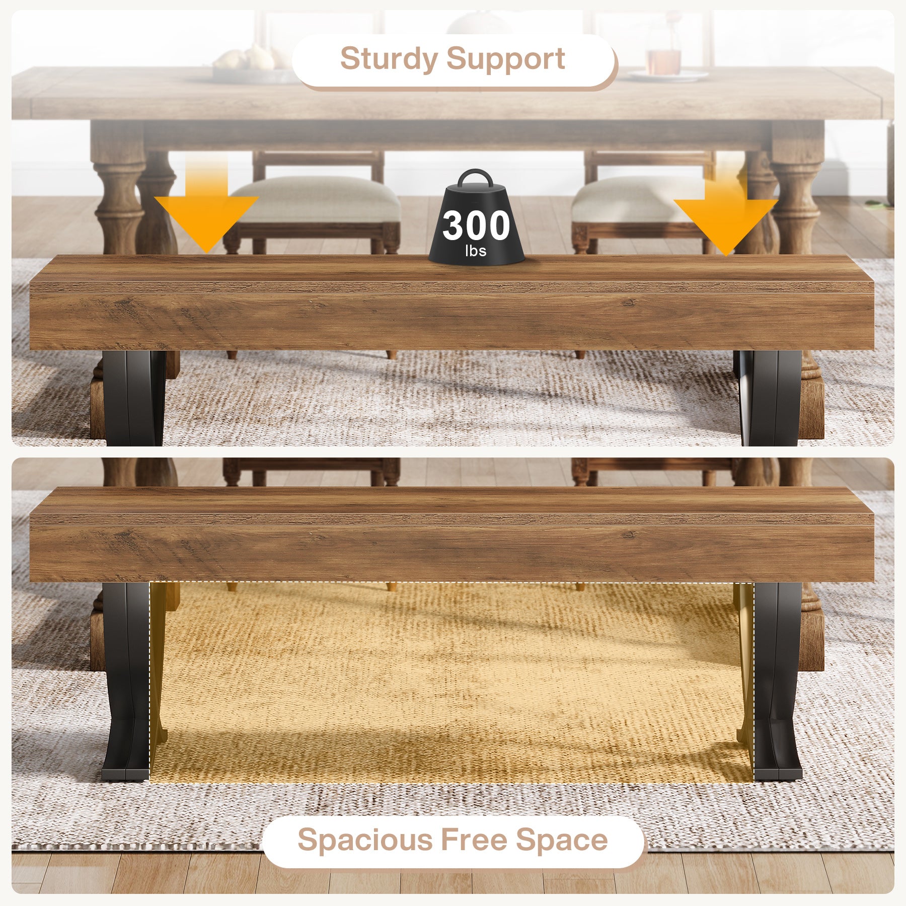 Tribesigns 55" Dining Bench, Farmhouse Bench with X-Legs for Dining Room