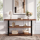 Tribesigns 63-Inch Narrow Console Table with 3-Tier Storage, Rustic Sofa Table for Hallway and Entryway 3
