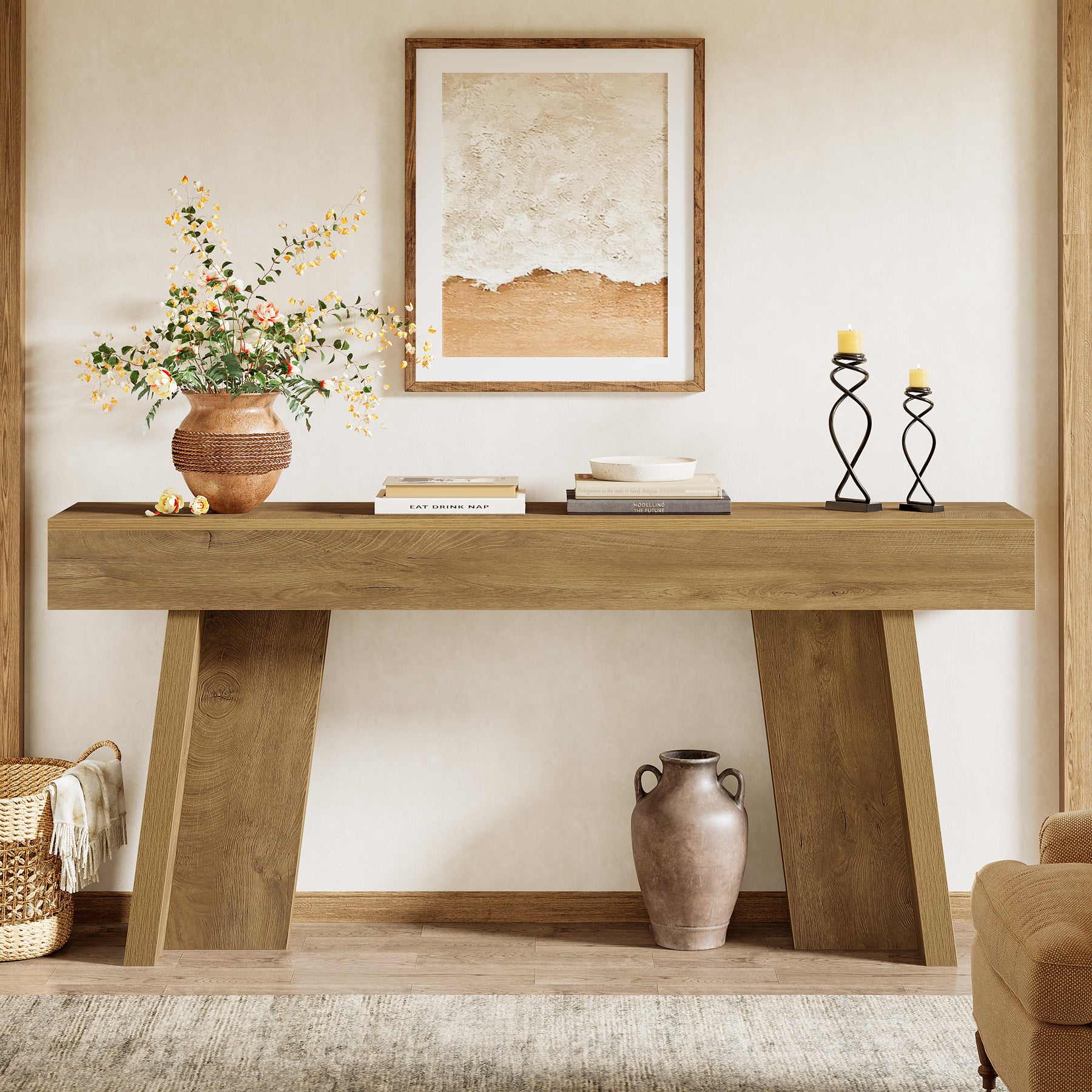 Tribesigns 70.9-Inch Long Console Table with Crossbar Support, Farmhouse Entryway Table for Living Room