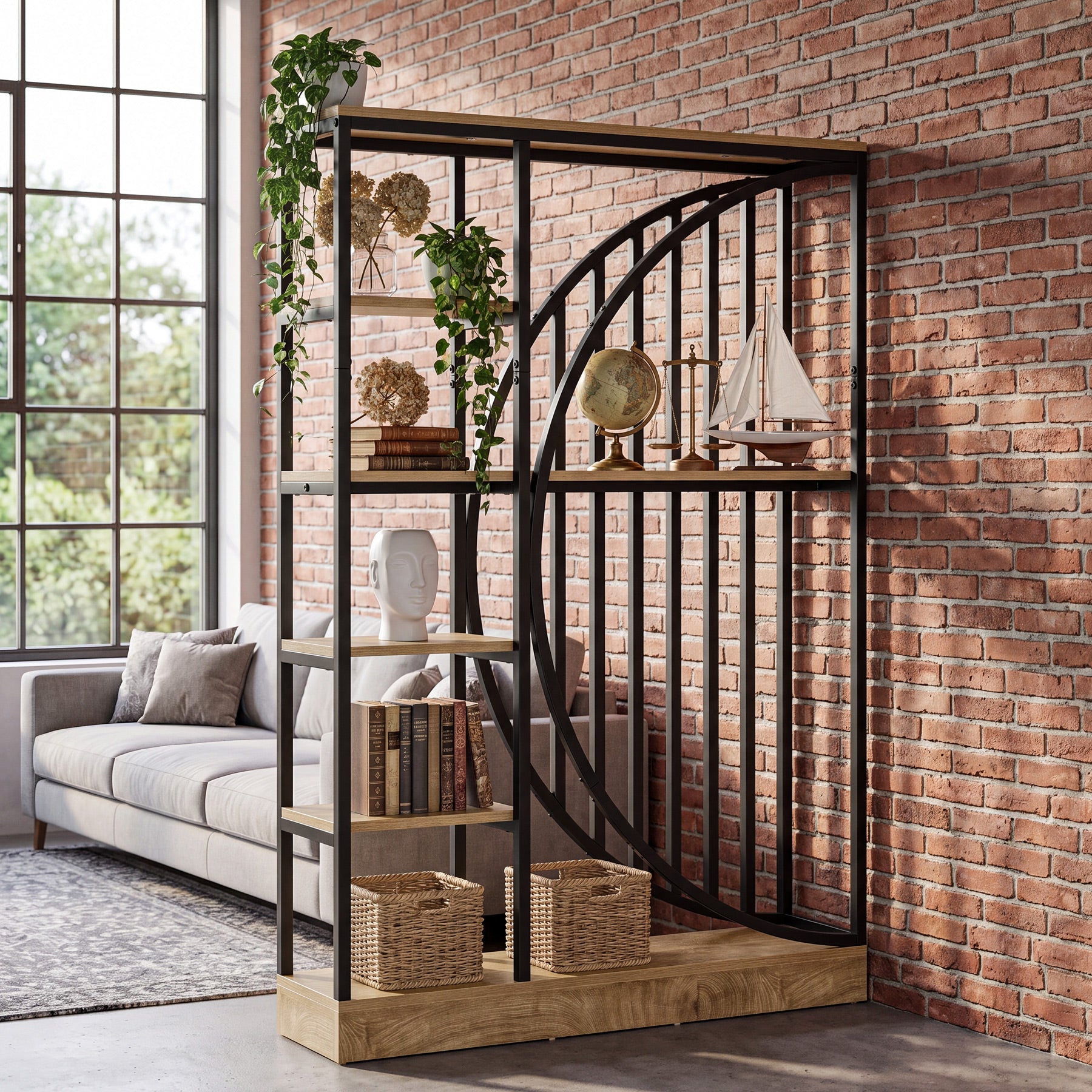 Tribesigns 70.9-Inch 5-Tier Bookshelf Room Divider, Reversible Display Shelf for Home Office