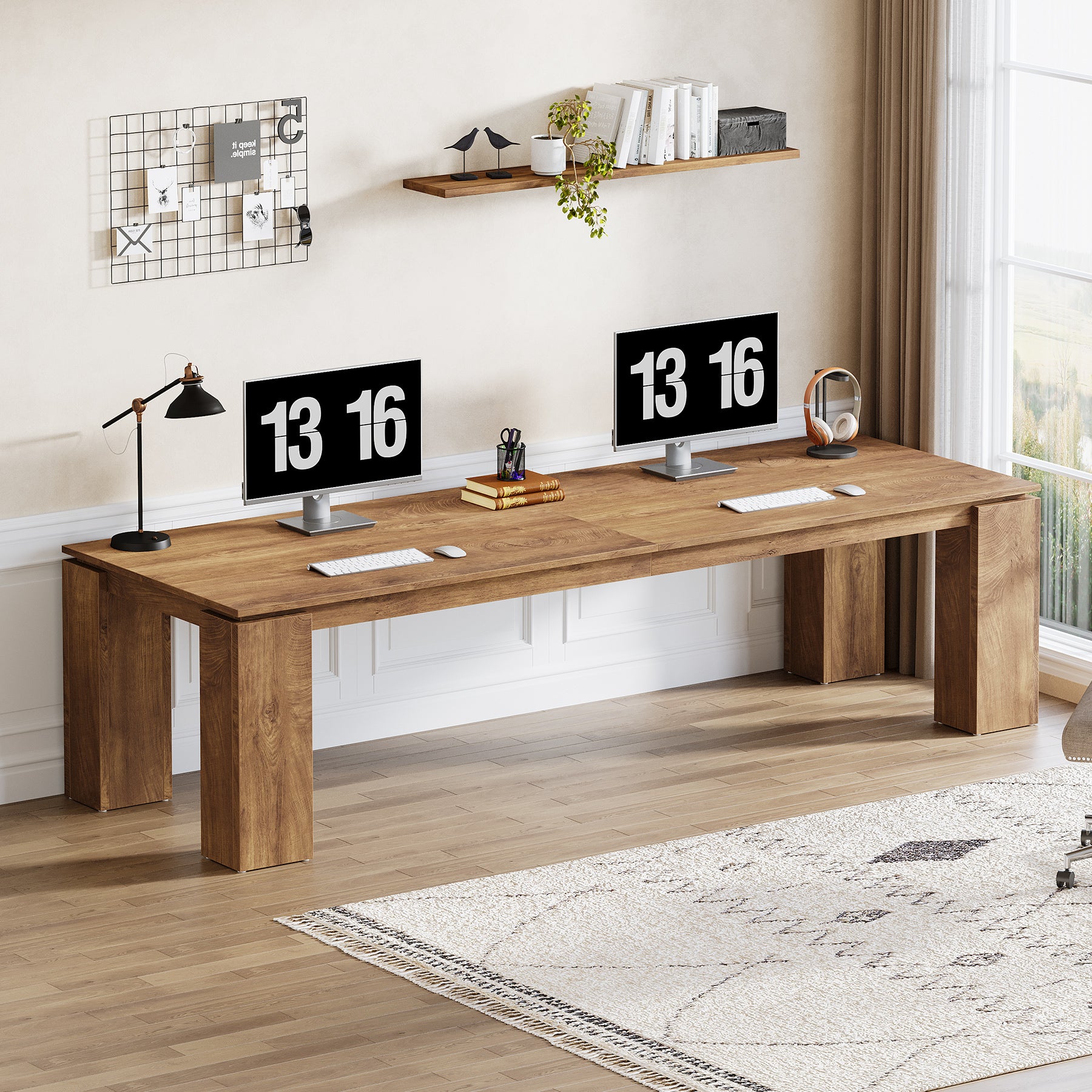 Tribesigns 86.61-Inch Two-Person Computer Desk, Extra Long Wood Workstation Table for Home Office Study Room