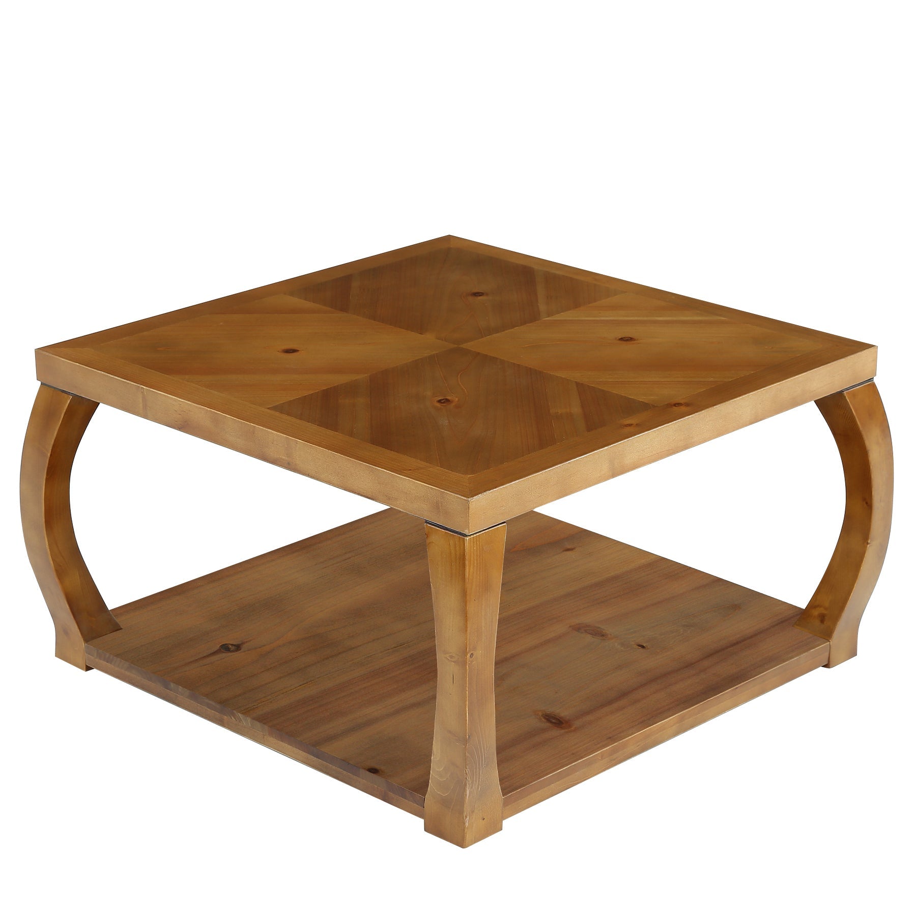 Tribesigns 31.49-Inch Square Solid Wood Coffee Table, Farmhouse Accent Table with Storage