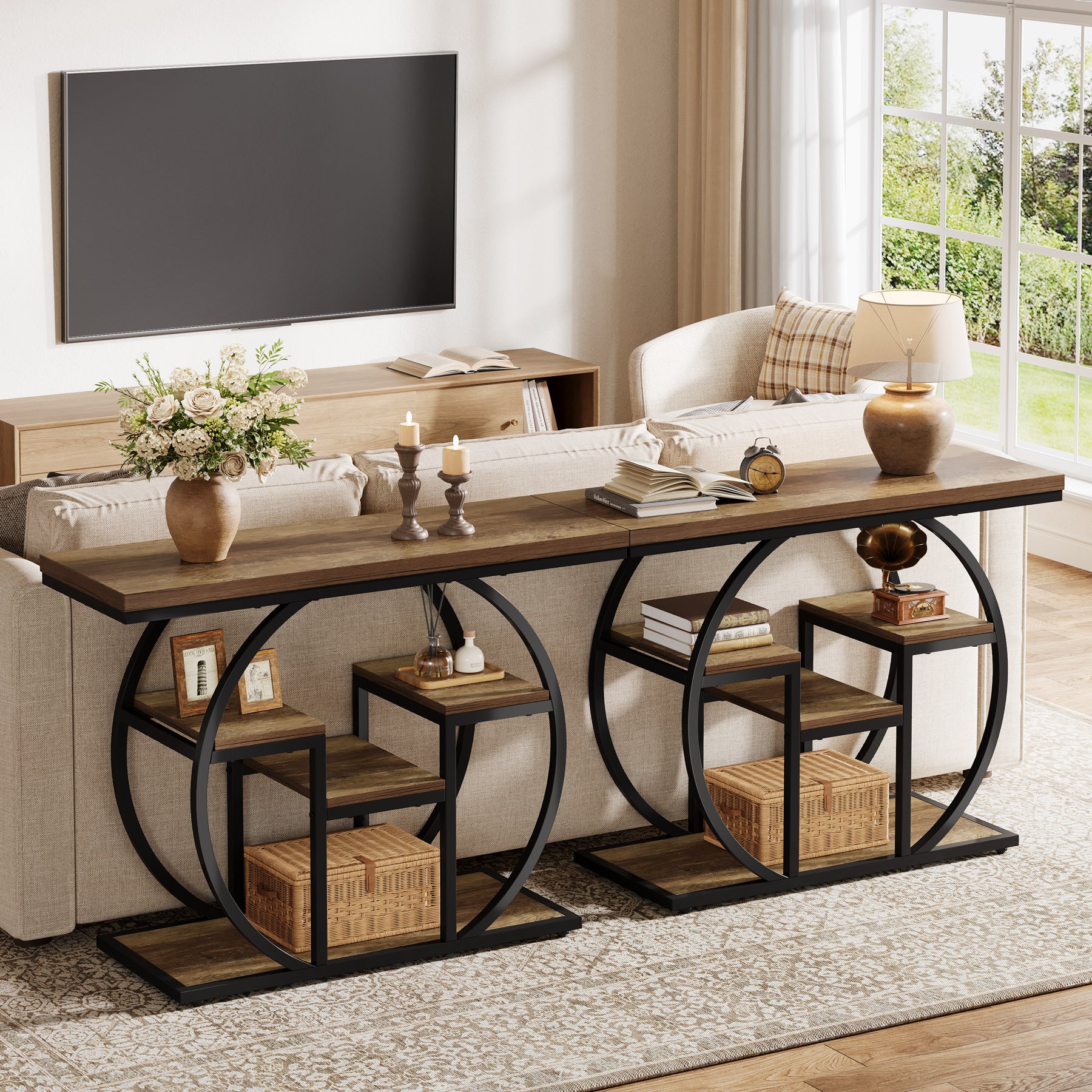 Tribesigns 41 Inch Industrial Console Table with Storage, 4 Tier Narrow Sofa Table for Entryway Living Room