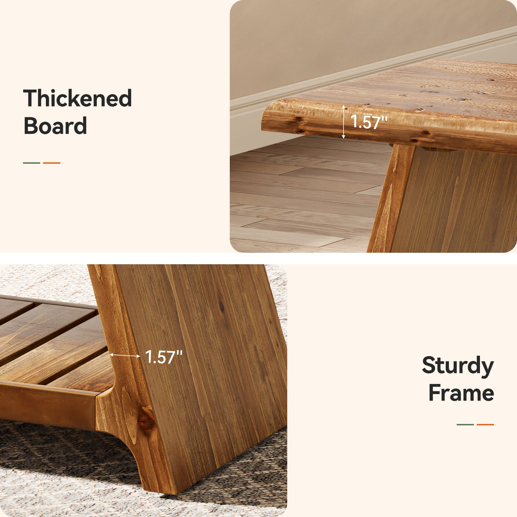 Tribesigns 63-Inch Solid Wood Entryway Bench with Lower Shoe Storage Shelf, Farmhouse End of Bed Bench for Hallway