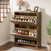 Tribesigns 43.3 Inch Shoe Cabinet with 2 Flip Drawers and Open Shelf, Entryway Shoe Storage for Hallway 3