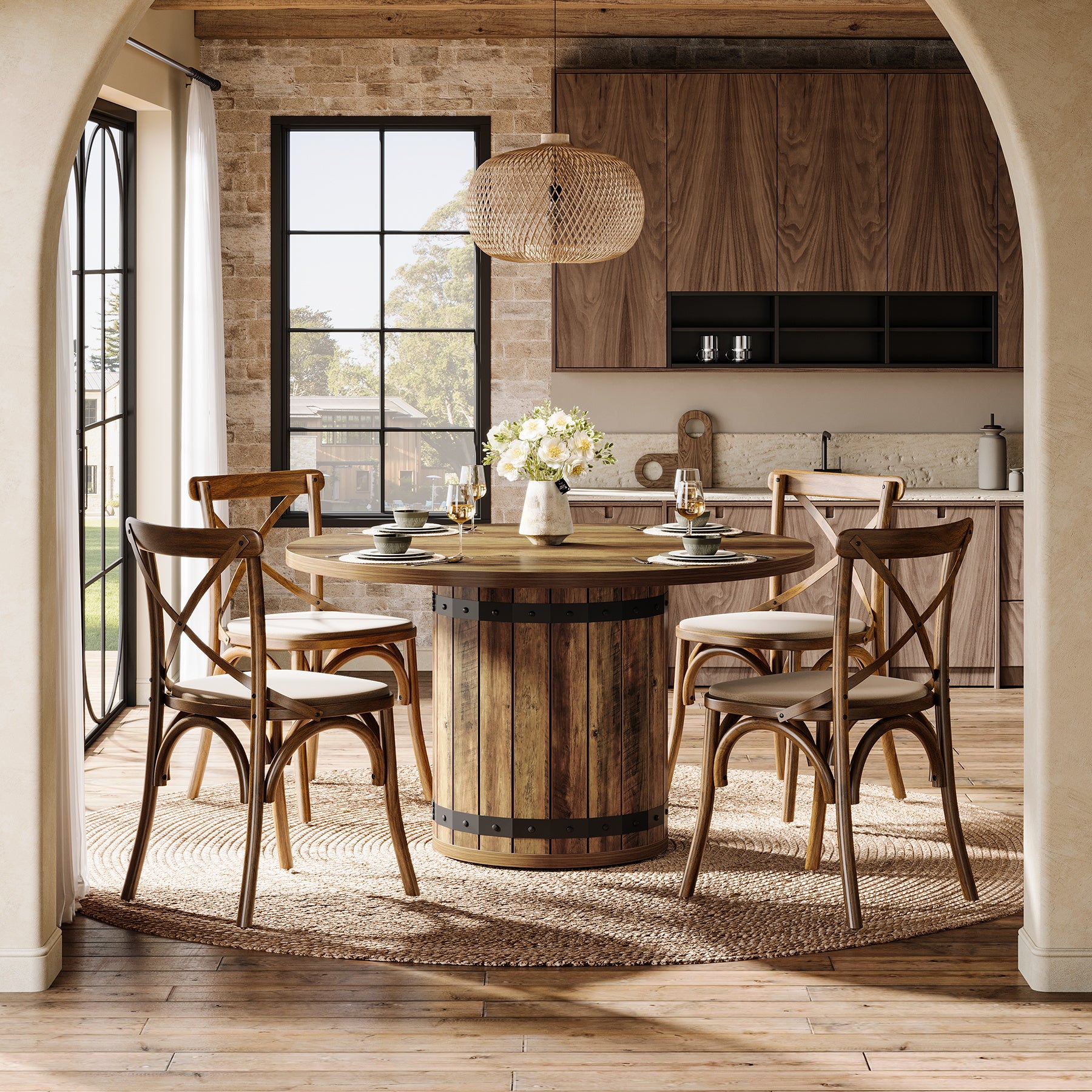 Tribesigns 39.37-Inch Round Dining Table, 4-Person Kitchen Table