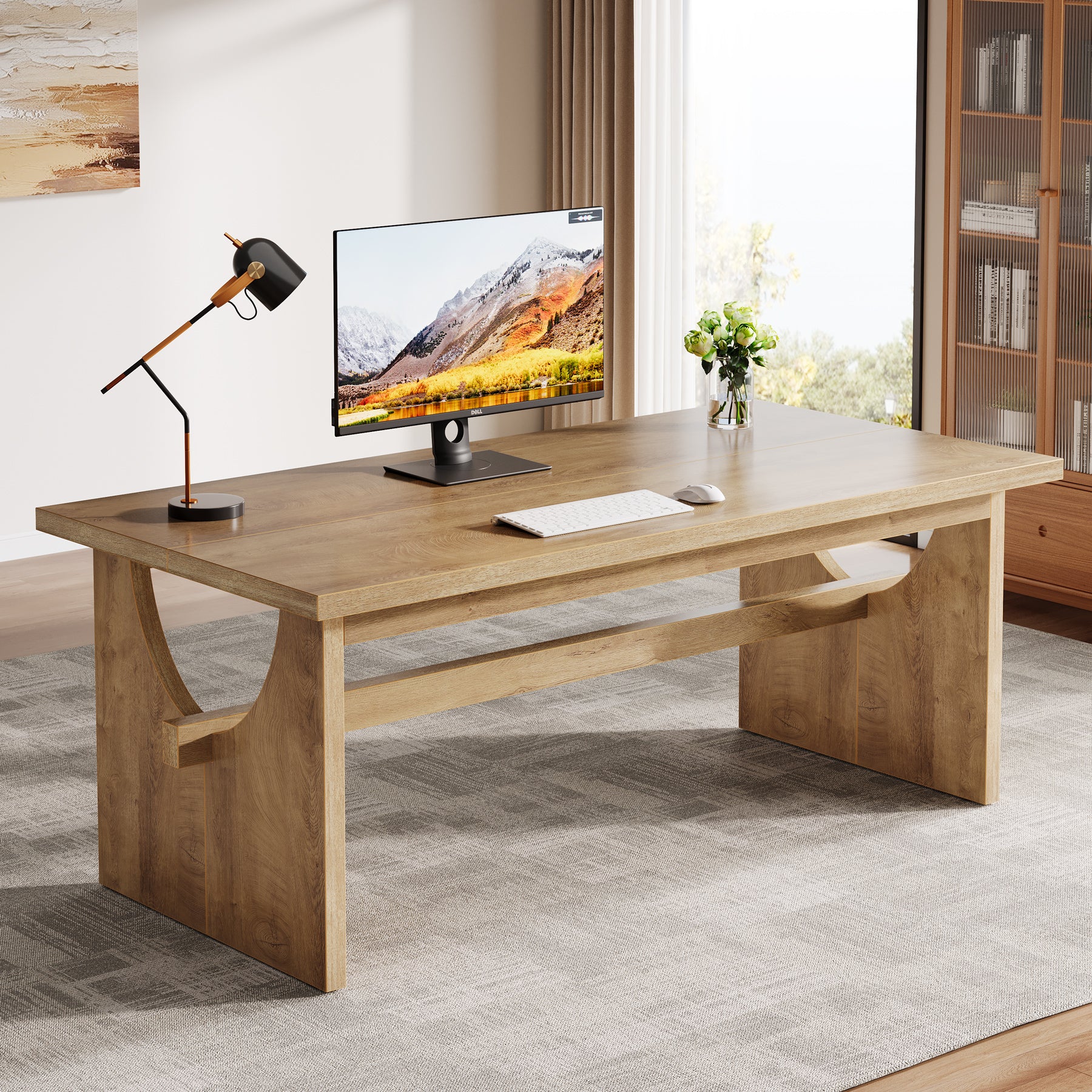 Tribesigns 63-Inch Farmhouse Executive Office Desk with Large Work Surface for Home Office and Workstation