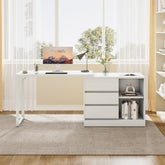 Tribesigns Reversible L-Shaped Computer Desk with Drawers and Shelves, White Corner Office Desk for Home Office and Bedroom 3