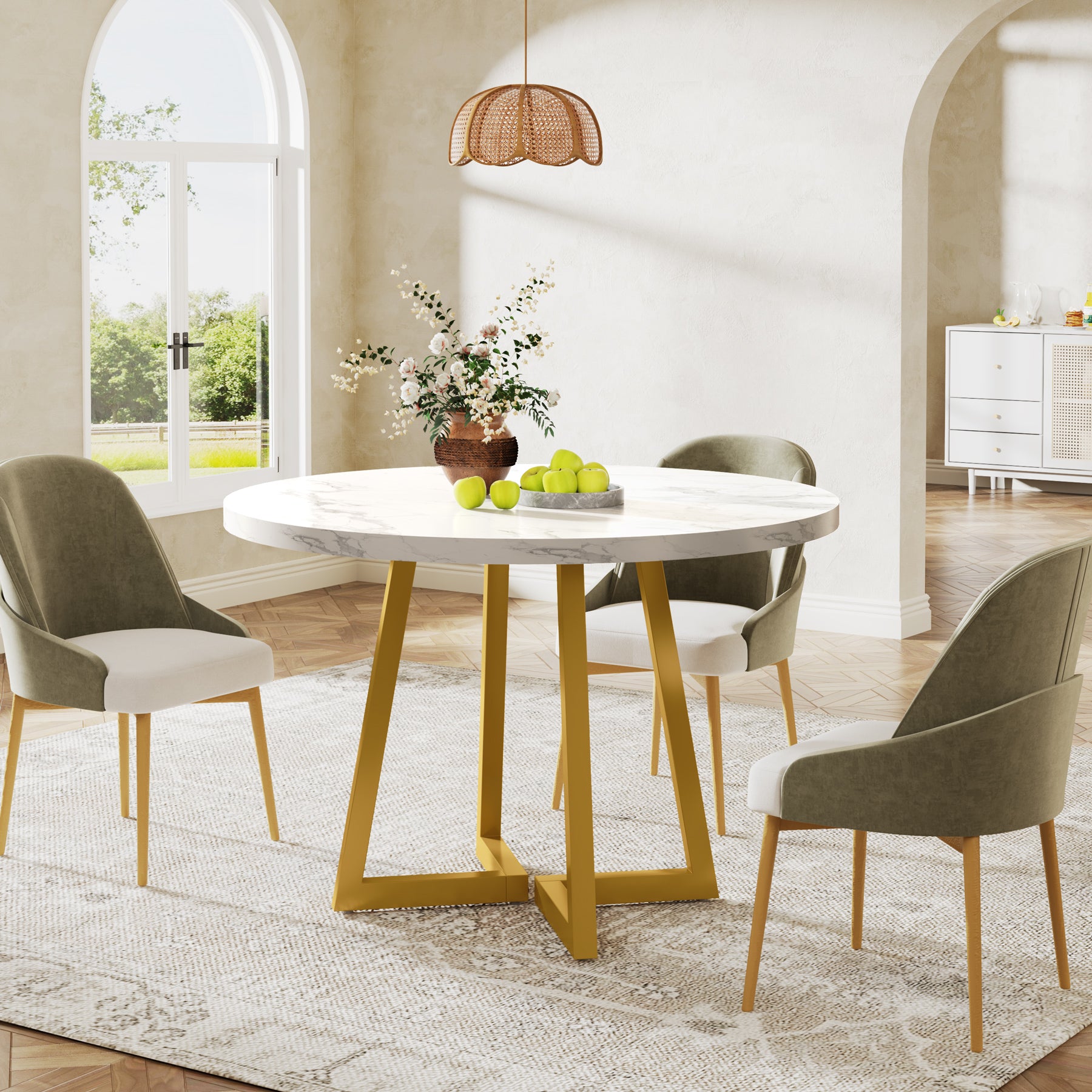 31.5" Industrial Round Dining Table Cafe-Style Table