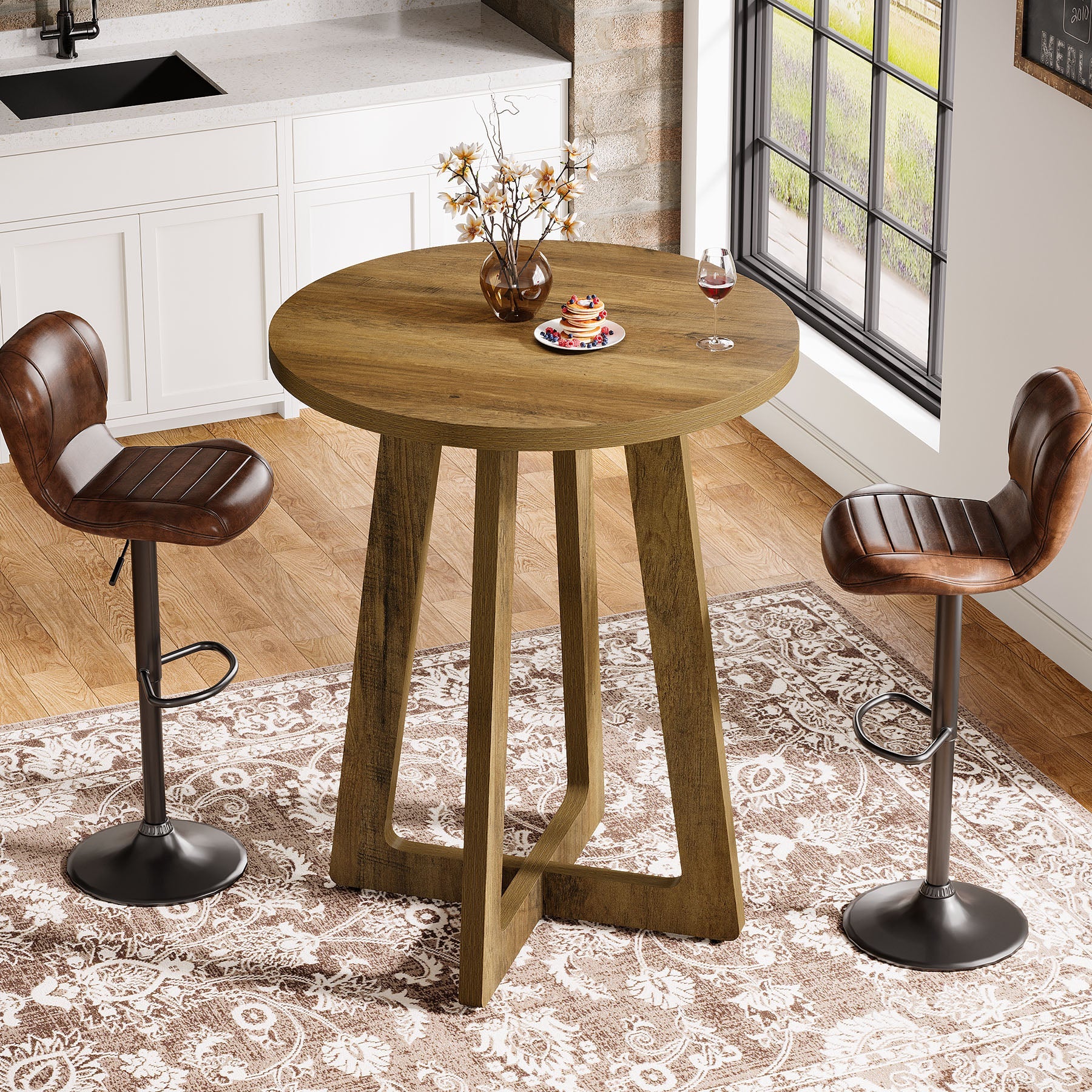 Tribesigns Round Counter Height Table, Multifunctional Pub Table for Small Spaces