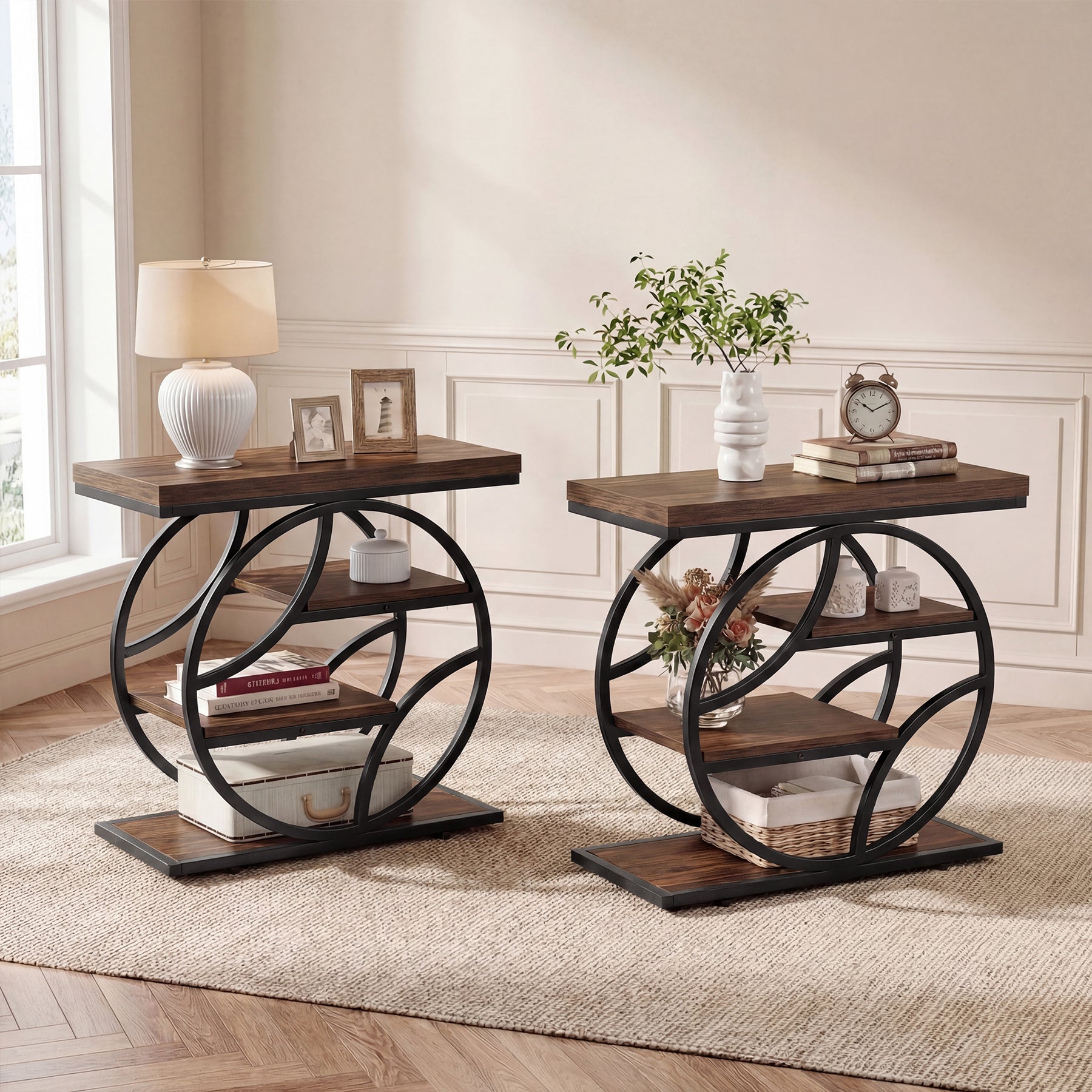 Tribesigns 25.59" Side Table, 4-Tier Narrow End Table for Living Room Bedroom