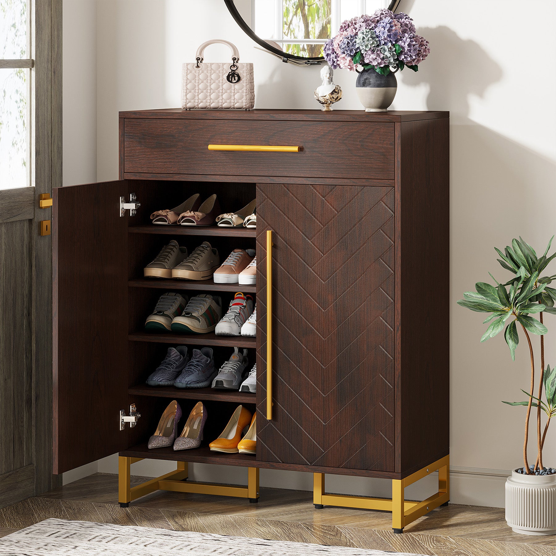 Tribesigns Shoe Cabinet with Doors, 20 Pair Storage Organizer for Entryway