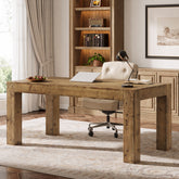Tribesigns 63" Solid Wood Executive Desk, Rustic Computer Desk for Home Office (Only Table) 3