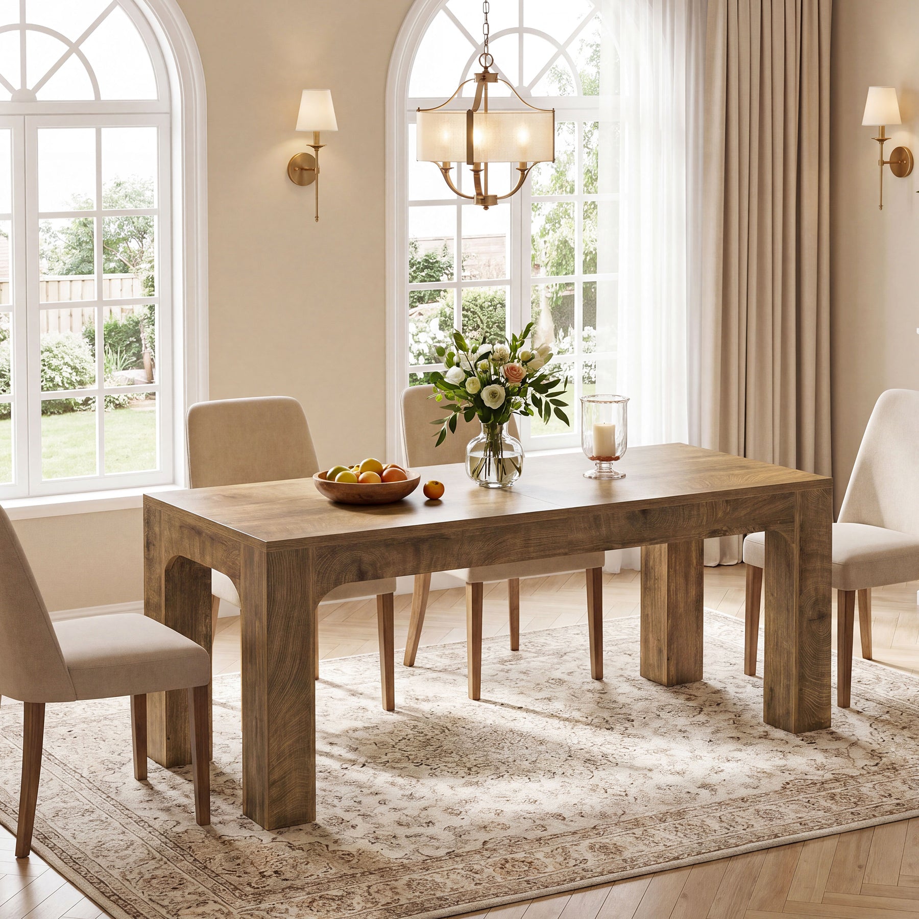 Tribesigns 70.9-Inch Dining Table for 4-6, Farmhouse Rectangular Table with Heavy-Duty Legs
