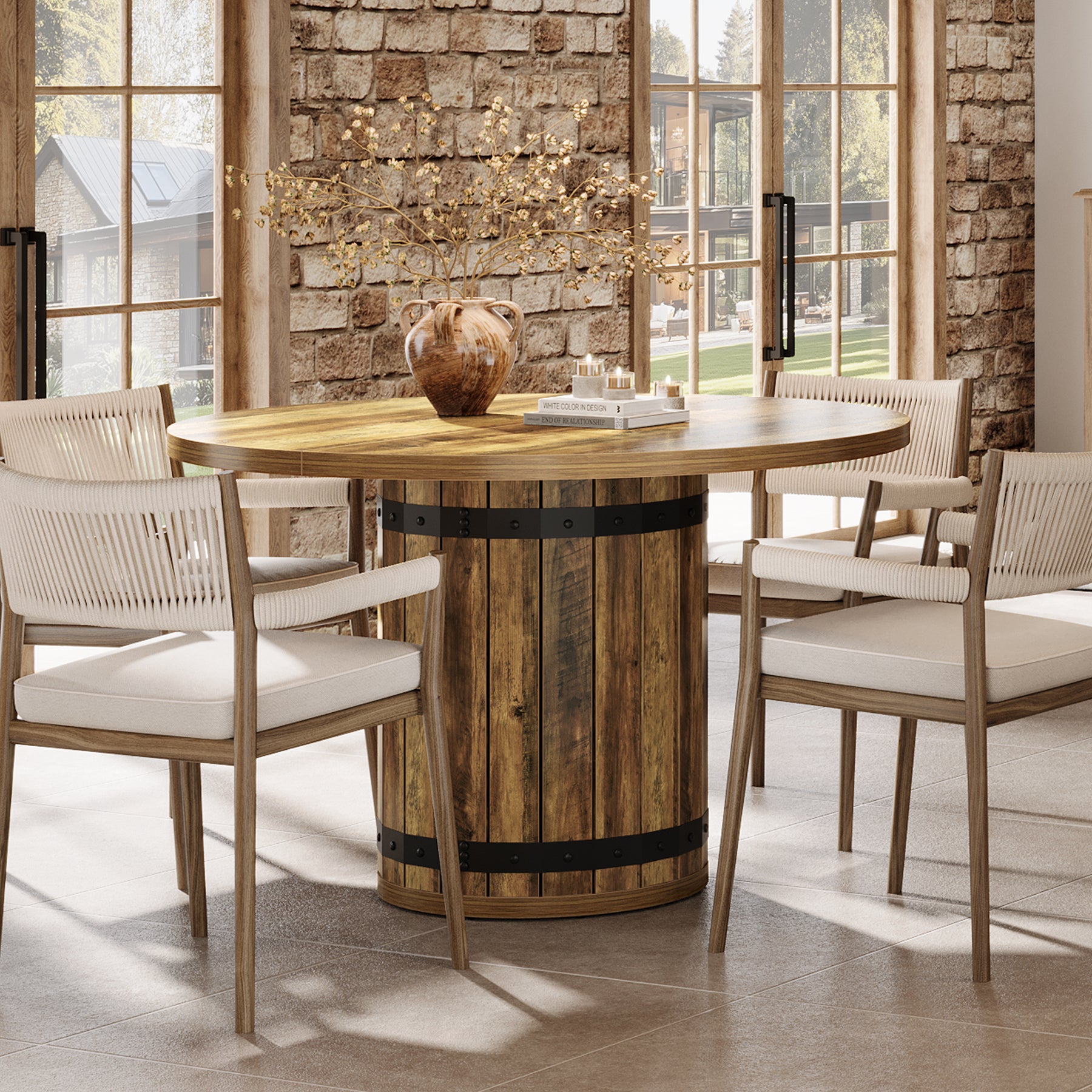 Tribesigns 39.37-Inch Round Dining Table, 4-Person Kitchen Table