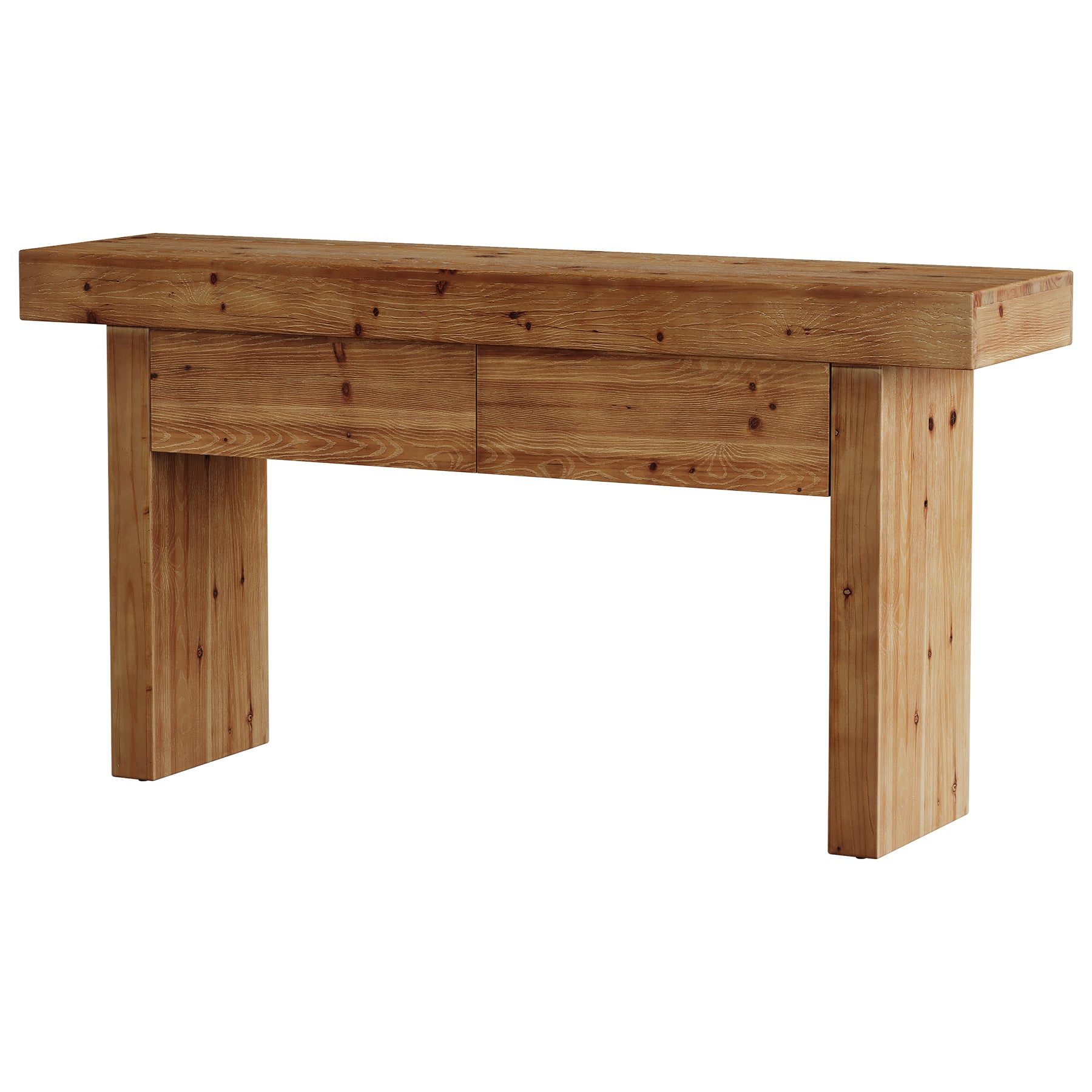 63 Inch Fir Wood Console Table with 2 Hidden Drawers, Narrow Entryway Table for Hallway